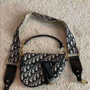Dior Oblique Mini Saddle Bag & Jacquard Strap.
